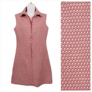 NEW Vintage 60's Handmade Red Geometric Mod Sleeveless Mini Dress Modern Large